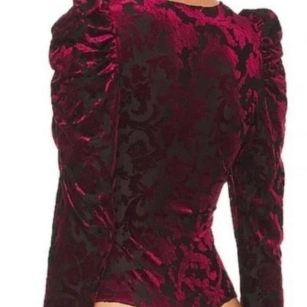 Free People Burgundy Velvet Magic Hour Bodysuit - Picture 3 of 8